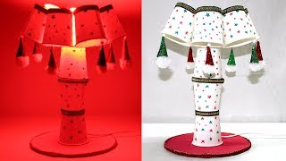 How to Make Show Lamp with Paper Glass  Table Lamp Making at Home  Show Lamp Making at Home [upl. by Aicirpac]