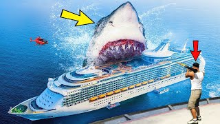 BIGGEST Megalodon Attack AND Destroys LOS SANTOS In GTA 5  LARGEST Shark [upl. by Hutner106]