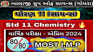 STD 11 CHEMISTRY MOST IMP QUESTIONS 2024  Final Exam April 2024  Std 11 science Chemistry Paper [upl. by Sheepshanks118]