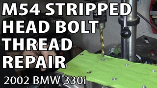 BMW E46 Stripped Head Bolt Repair in Aluminum Block DIY m54rebuild 21 [upl. by Ahtis]