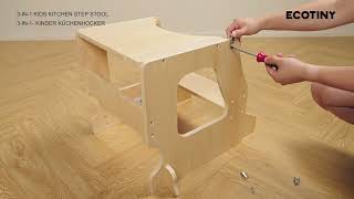 ECOTINY 3IN1 Kids Kitchen Step Stool Installation Guide FT1013NW  CFP011 US amp DE [upl. by Enid]