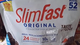 Slimfast Original Meal Replacement Shake Mix Large 52 Servings Bag Rich Chocolate Royale Unboxing [upl. by Retsbew]