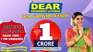 NAGALAND STATE LOTTERIES DEAR 1 PM GODAVARI TUESDAY WEEKLY DRAW DATE 05032024 LIVE FROM KOHIMA [upl. by Vachill]