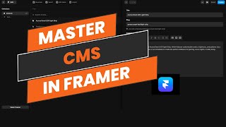 Framer CMS Tutorial for Beginners  StepbyStep Guide [upl. by Gildus662]