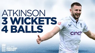 Sensational Bowling On Debut  Gus Atkinson Takes 3 Wickets In 4 Balls  England v West Indies [upl. by Mariquilla]