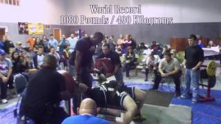 Tiny Meeker first bench press in history to break 1100 World Record 1102 pounds 500 Kilos [upl. by Drucie66]