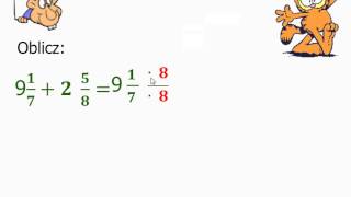 Dodawanie liczb mieszanych o różnych mianownikach [upl. by Assiar970]