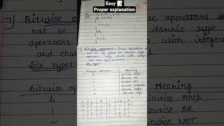 C language easy notes on bitwise operators like trending shorts viralvideo clanguage coding [upl. by Ygief]
