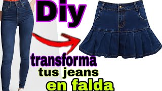 como transformar un pantalón jeans en falda de tablones De pantalón a falda tutorial denim skirt [upl. by Tisdale]