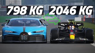 Bugatti Chiron VS F1 SWAPPING WEIGHTS [upl. by Enyawal701]