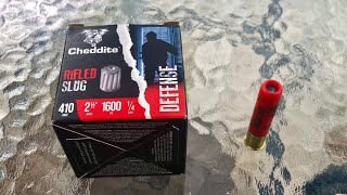 Cheddite 410 Defense 14 Ounce Slug 1600 FPS  Breakdown [upl. by Aivatra170]