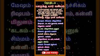 யாருக்கு யார் வசியம்  எந்த ராசிக்கு எந்த ராசி வசியம்  ஜோதிடம் shorts jothidam horoscope [upl. by Norbie]