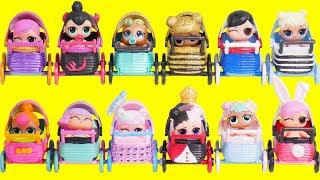 LOL Surprise Dolls Mix Custom Strollers with Lil Sister Fuzzy Pets  Toy Egg Videos [upl. by Jenilee]