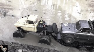 Axial Scx24 Dually Pulls Trailer Through The Mud [upl. by Zebaj]