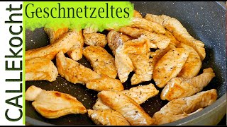 Putengeschnetzeltes in Champignon Rahmsoße  Schnelles leckeres Rezept [upl. by Bethesde838]