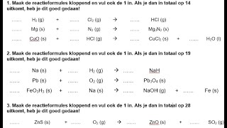 Hoe maak ik een reactievergelijking kloppend Of reactieformules kloppend maken [upl. by Eicul]