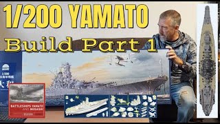 1200 Yamato Battleship BUILD PART 1 Trumpeter Monochrome モノクローム 1200 大和 quotThe Ships Boatsquot [upl. by Xila]