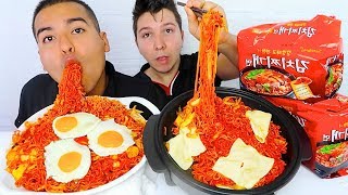 SPICY CHEESY KIMCHI NOODLES • Mukbang amp Recipe [upl. by Noryahs]