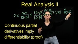 Continuous partials imply differentiability proof Real Analysis II [upl. by Ahsonek411]