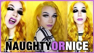 Glittery NAUGHTY OR NICE Drag Queen Makeup Tutorial [upl. by Ernaline]