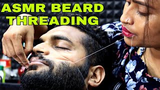 ASMR Beard Threading by Barber Girl Pakhi  Face Wash amp Massage with 3d Sound  Neck Cracking [upl. by Olav487]