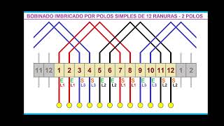 Bobinado Imbricado  Por Polos Simples  2 Polos  12 Ranuras  12 Terminales  Sin tantas formulas [upl. by Hebbe]