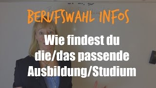 Berufswahl Welcher Beruf passt zu mir Welches StudiumWelche Ausbildung Serie Folge 1 [upl. by Mecke]