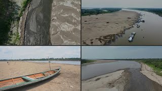 Rio Amazonas teve diminuição de até 90 na Colômbia em três meses  AFP [upl. by Jarlath]