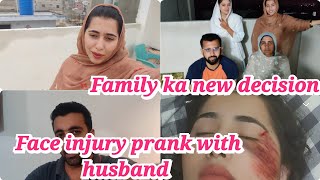 Face injury prank with husband  Family ka Ghar K liye decision  Alishba Amir daily vlog [upl. by Hsaka]