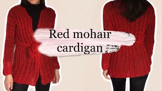 Red mohair cardigan ♥️ Begginer friendly [upl. by Sadoc]