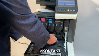 KONICA MINOLTA C3320I jak wymienić pojemnik na zużyty toner w urządzeniu Instrukcja krok po kroku [upl. by Auhsaj]