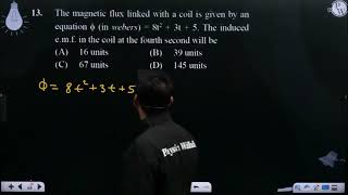 The magnetic flux linked with a coil is given by an equation in webers  8t2  3t  5 [upl. by Mast]