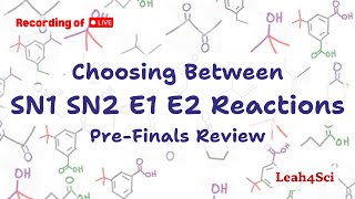 Choosing Between SN1 SN2 E1 E2 Reactions PreFinals Live Recording Review [upl. by Eilagam]