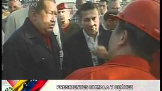 Presidente Ollanta Humala y su homólogo Hugo Chávez visitan campos de petróleo [upl. by Leugar]