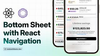 Blur Bottom Sheet using React Navigation  React Native Expo Tutorial [upl. by Rika]