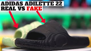 REAL VS FAKE Adidas Adilette 22 Slides Comparison [upl. by Anyaj800]