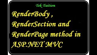 RenderBody  RenderSection and RenderPage Method in ASPNET MVC [upl. by Judith]