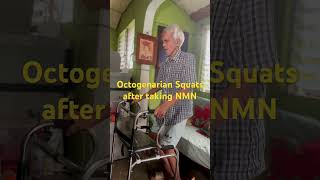 Octogenarian Squats for the first time after taking NMN longevity centanarian [upl. by Aiuhsoj]