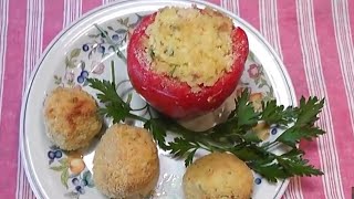 Peperoni ripieni di Riso e Arancini al forno Ricette in pochi minuti [upl. by Ardnekal396]