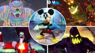 Epic Mickey 1 amp 2 The Power of Two All Bosses Fight No Damage [upl. by Annayak]