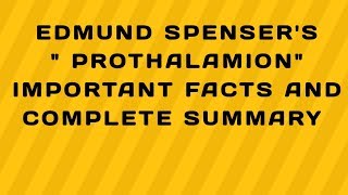 Spensers Prothalamion detail description in hindi [upl. by Dee467]