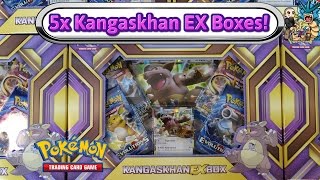 Opening 5x Kangaskhan EX boxes Pokemon TCG unboxing [upl. by Joeann786]