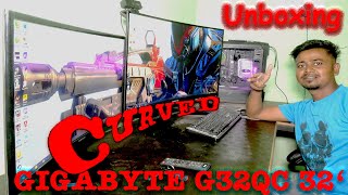 Gigabyte G32QC Gaming Monitor Curved  Unboxing amp Review 32quot 1440p VA 165hz  Lomraj [upl. by Anelrahs]