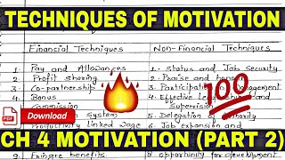 Financial and Non Financial Techniques of Motivation  Motivation Part 2  RBSE Business studies [upl. by Aivataj]