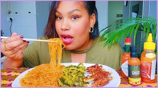 GLASS NOODLES TURKEY WINGS WATER SPINACH MUKBANG [upl. by Alletsyrc]