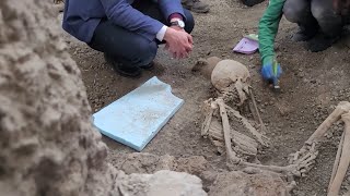 2 Skeletons Found in Italy’s Pompeii Site [upl. by Enelyad472]