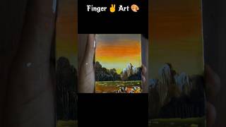 Sunset Art using your fingers newyoutuber fingerpainting shortvideo [upl. by Ahsitel]