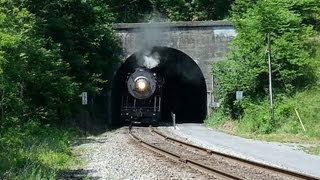 Steam Engine Locomotive Train Coming Through Tunnel on Great Allegheny Passage [upl. by Naasar]