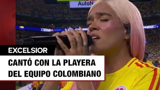 Karol G canta el Himno Nacional de Colombia en la final de la Copa América [upl. by Hagi]