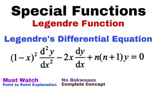 28 Legendre Function  Legendres Differential Equation  Complete Concept [upl. by Evol]